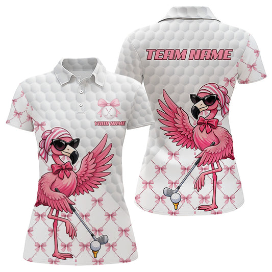 Pink Flamingo Golf Shirt For Women, Funny Pattern Golf Polo Shirt, Ladies Golf Outfit For Team NHT729