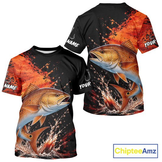 Redfish Fishing Jersey, Red Drum Fish Short Sleeve Shirt, Sport Fishing Shirt For Men NHT1536