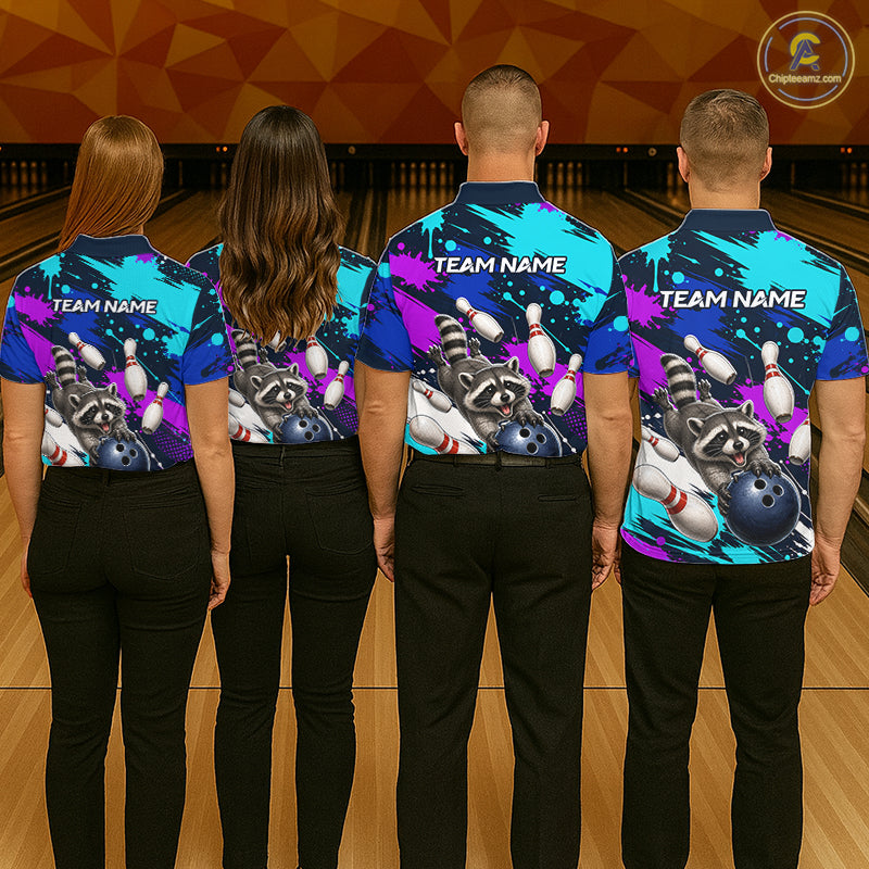 Custom Angry Raccoon Bowling Jersey For Women, Bowling Uniform Bowling Team Shirts NHT1457