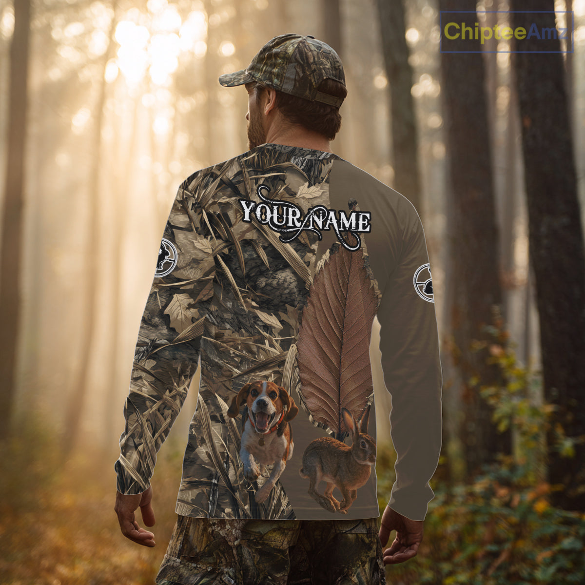 Custom Brown Camo 3D All Over Printed Rabbit Hunting Shirt With Beagle Dog, Hunting Gift NHT224