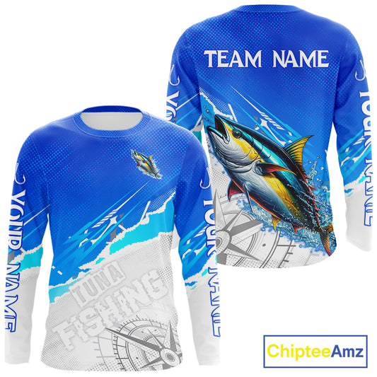 Tuna Fishing Custom Fishing Shirts Long Sleeve For Men, Tuna Saltwater Fishing Shirt NHT645