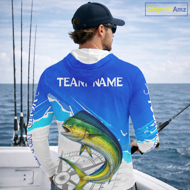 Mahi Mahi( Dorado) Fishing Custom Hooded Fishing Shirts Long Sleeve For Men, Mahi Mahi Saltwater Fishing Shirt NHT646