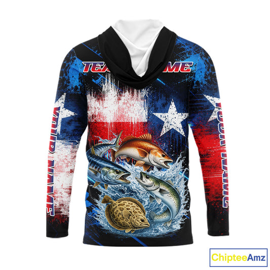 Texas Grand Slam Custom Fishing Shirts Long Sleeve Hooded, Texas Flag Fishing Jersey NHT506