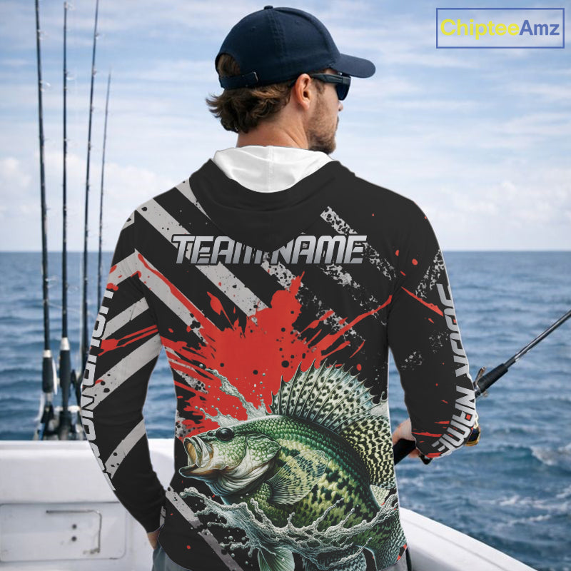 Custom Crappie Long Sleeve Hooded Tournament Fishing Shirts, Crappie Fishing Jerseys NBT713