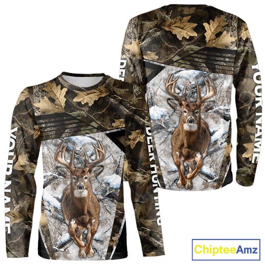 Personalized Whitetail Deer Hunting Camo 3D Print Custom Name Shirts, Hunting Camo Hoodie NBT313