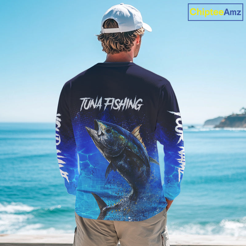 Personalized Blackfin Tuna Long Sleeve Fishing Shirts Saltwater Deep Sea Fish NBT367