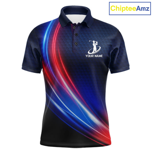 Custom Red Blue Mens Golf Polo Shirts Personalized Golf Gifts, Team Golf Shirts NBT976