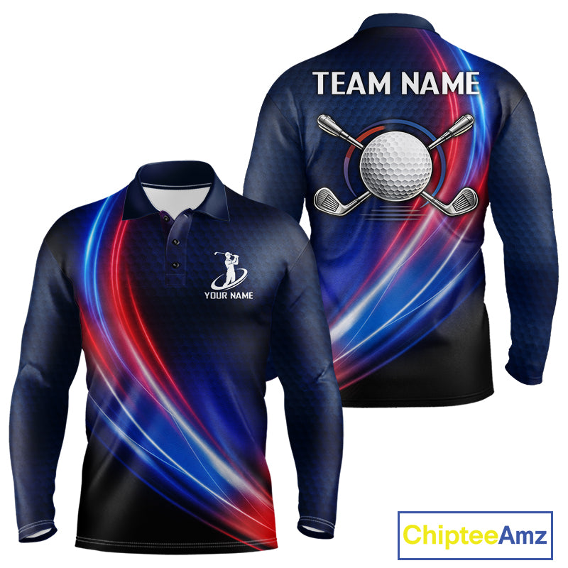 Custom Red Blue Mens Golf Polo Shirts Personalized Golf Gifts, Team Golf Shirts NBT976
