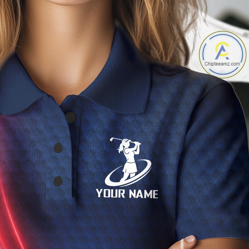 Custom Red Blue Womens Golf Polo Shirts Personalized Golf Gifts, Team Golf Shirts NBT976