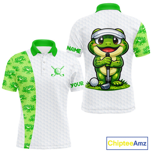 Funny Frog Green Mens Golf Polo Shirt Custom Men Golf Top, Personalized Golf Gifts NBT517