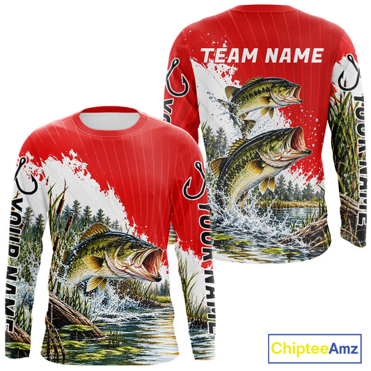 Custom Largemouth Bass Fishing Performance Long Sleeve Fishing Shirt, Bass Fishing Jerseys NBT1225