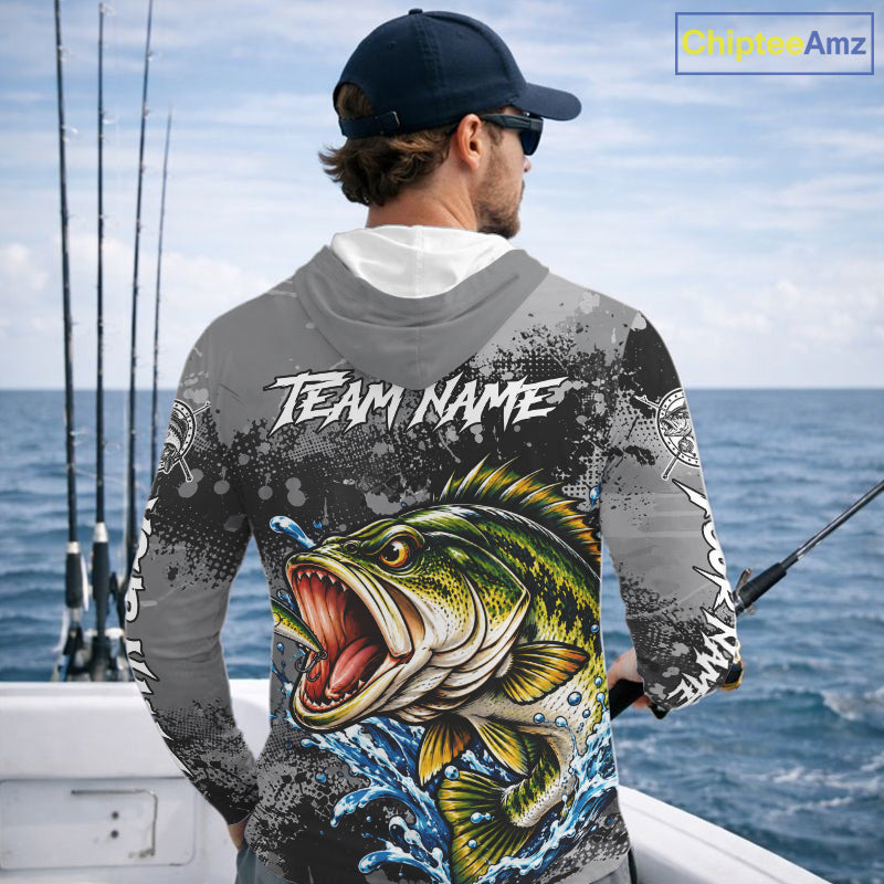 Personalized Bass Fishing Jerseys, Custom Long Sleeve Hooded Bass Fishing Team Fishing Shirts NBT1127