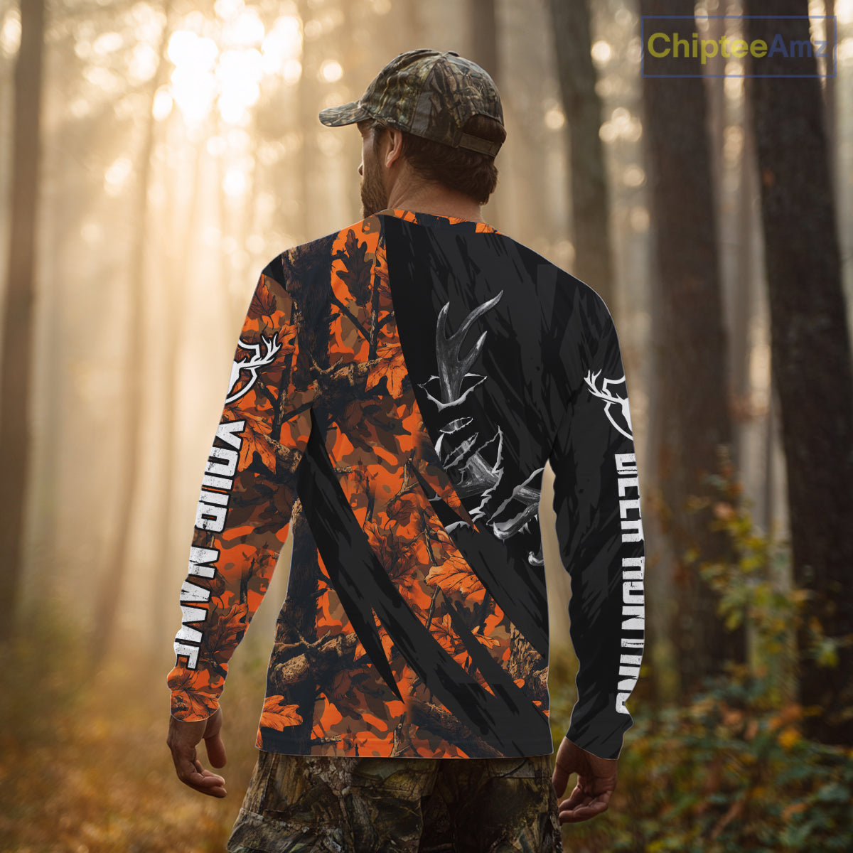 Personalized Deer Hunting Shirt with Antler 3D All Over Print Orange Camo Hunting Clothes NBT271