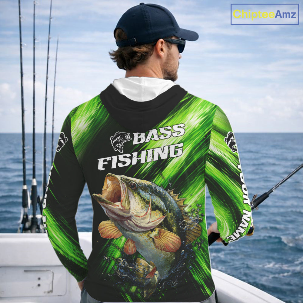 Green Camo Largemouth Bass Fishing Jersey For Men, Bass Fishing Performance Shirts Personalized Gifts NBT370