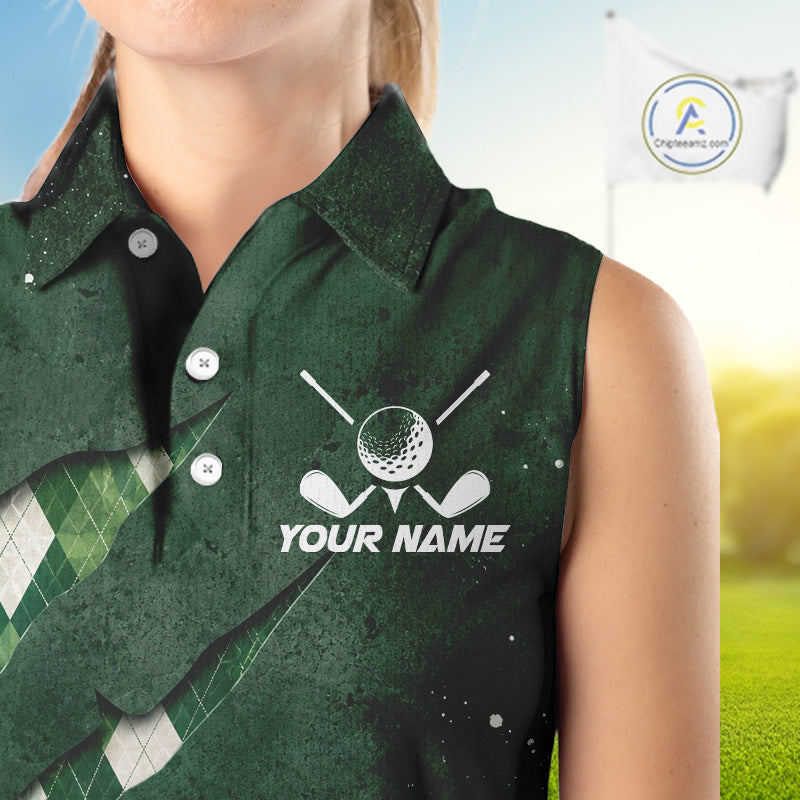 Close-up fabric detail of lightweight 100% polyester quick-dry golf polo shirt with "Your Name" on the chest.