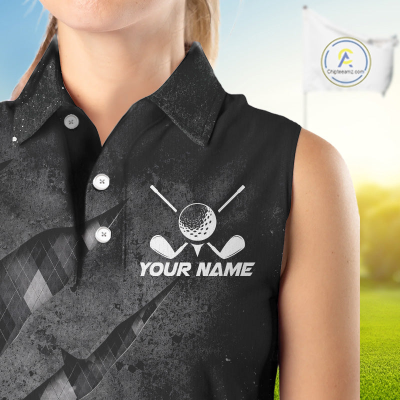 Close-up fabric detail of lightweight 100% polyester quick-dry golf polo shirt with "Your Name" on the chest.