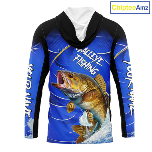 Personalized Walleye Fishing Hood UV Protection Custom Tournament Jerseys, Walleye Fishing Shirts NBT366