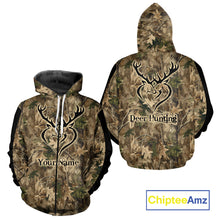 Load image into Gallery viewer, Deer Hunting Camouflage Customize Name 3D All Over Printed Shirts Hunting Outfits for Hunters NBT117