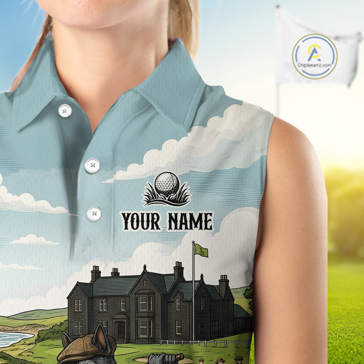 Scottish Terrier Womens Sleeveless Polo Golf Shirts, Vintage Dog Shirt, Dad Golf Gift NBT609
