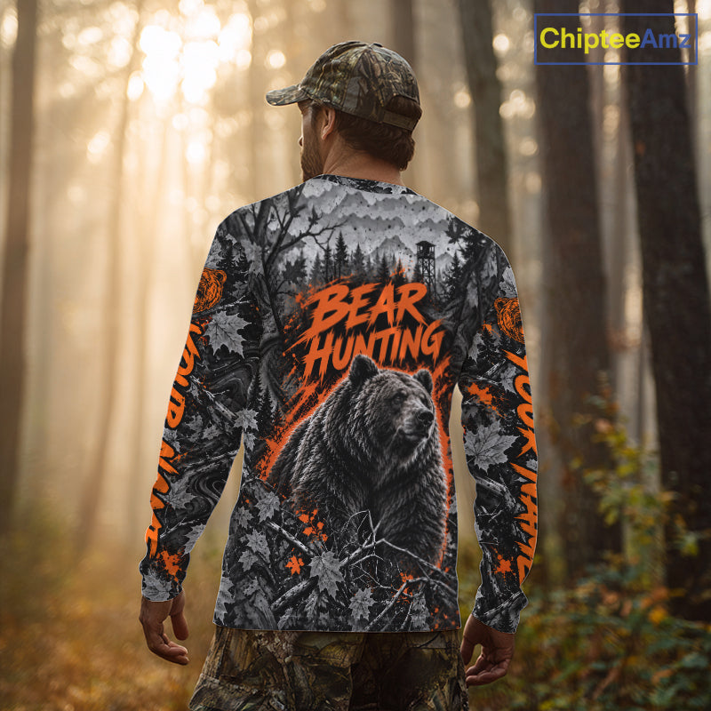 Personalized Bear Hunting Forest Camo 3D All Over Printed Shirts, Best Bear Hunting Gifts For Men NBT1196