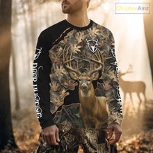 Load image into Gallery viewer, Whitetail Deer Hunting Hoodie, Longsleeves Shirt – Brown Camo Custom Name for Big Game Hunters NBT270