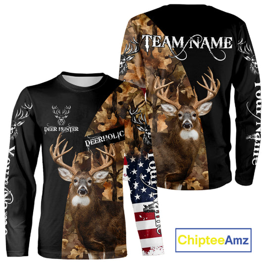Whitetail Deer Hunting Shirt Camo With US Flag And Buck Head – Best Hunter Gift NBT22
