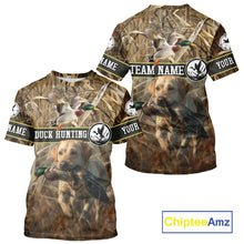 Load image into Gallery viewer, Duck Hunting Camo Shirt with Labrador Retriever – Waterfowl Hunting Clothes, Gifts for Hunters NBT44