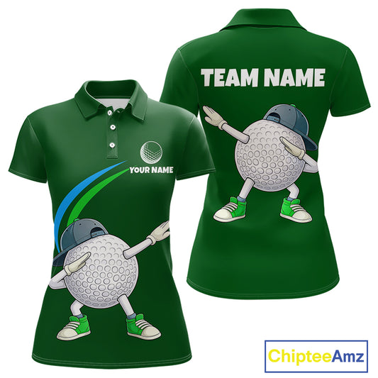 Green Funny Golf Ball Custom Team Polo Shirt, Personalized Womens Golf Polo Shirt, Golf Lovers Gift NBT605