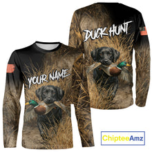 Load image into Gallery viewer, Custom Duck Hunting with Black Labrador Retriever US Flag Camo Shirts, Duck Hunting Clothes for Men NBT130
