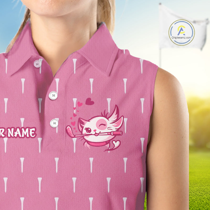 close up polyester fabric womens sleeveless golf polo shirt