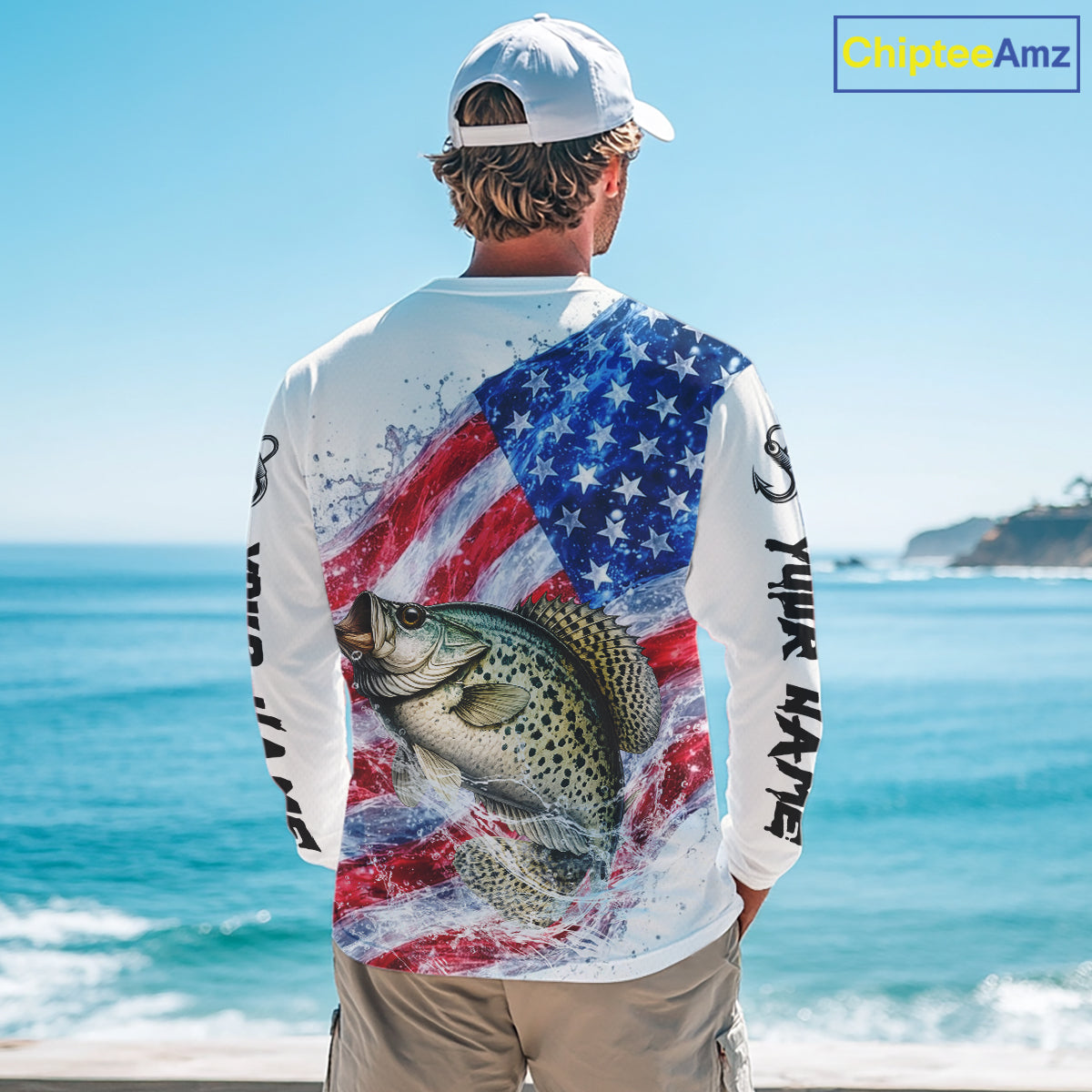 American Flag Patriotic Crappie Fishing Custom Long Sleeve Shirts, 4th of July Fishing Tournament Shirts NBT525