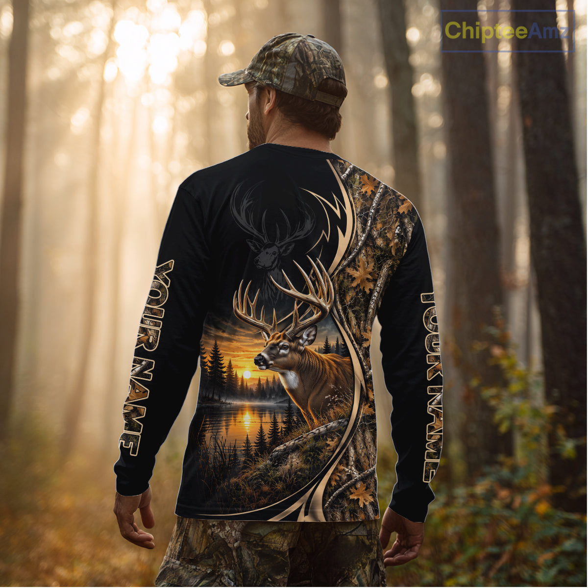 Whitetail Deer Hunting Forest Camo Custom Name 3D All Over Print Shirts NBT1217