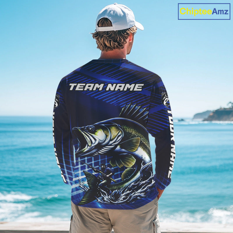 Blue Camo Walleye Custom Fishing Shirts Long Sleeve, Walleye Fishing Shirts NBT446