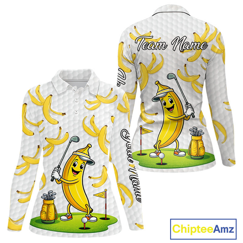 Funny Banana Pattern Golf Women's Polo Shirt, Team Golf Clothes, Golf Gifts NBT610
