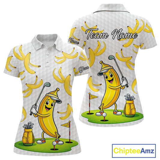 Funny Banana Pattern Golf Women's Polo Shirt, Team Golf Clothes, Golf Gifts NBT610