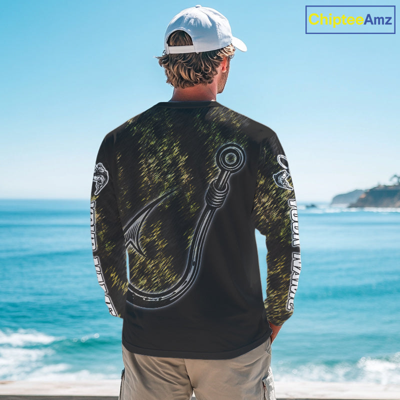 Custom Fish Hooks Bass Fishing Tournament Shirts Long Sleeve, Bass Fishing Shirts NBT454