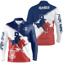 Load image into Gallery viewer, Texas Flag Watercolor Polo Disc Golf Shirts For Men Texas Map & Flag Patriotic Golf Gifts LDT0270