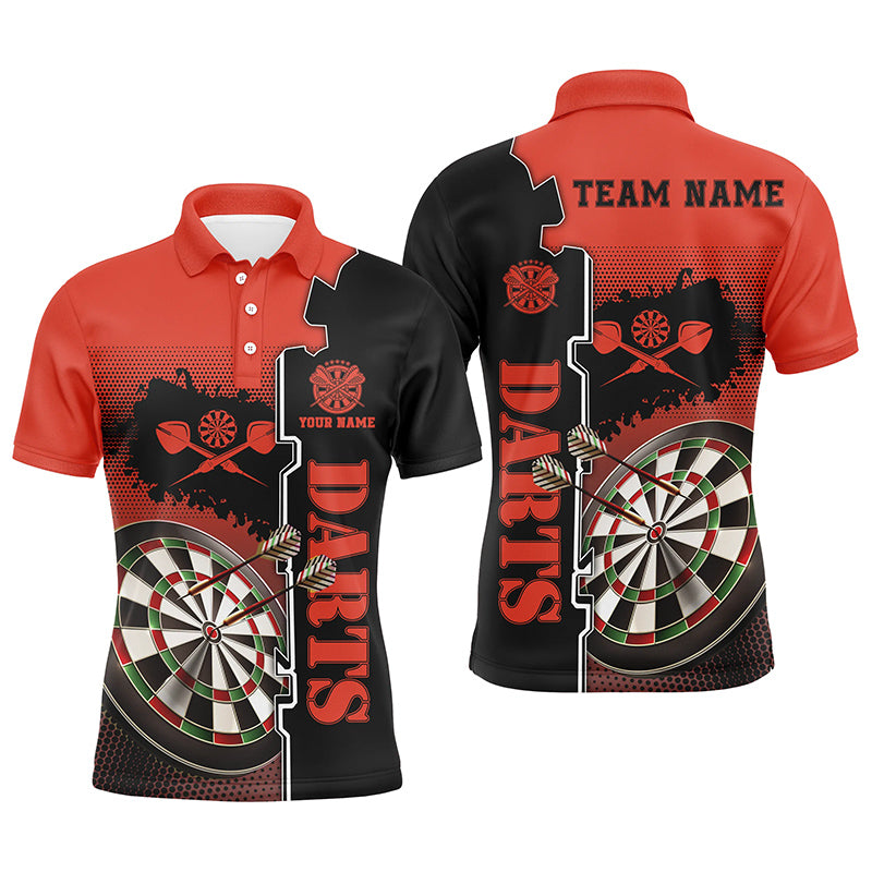 Personalized Red Black Mens Darts Polo Shirt Custom Darts Shirt For Men Darts Team Jerseys LDT1294