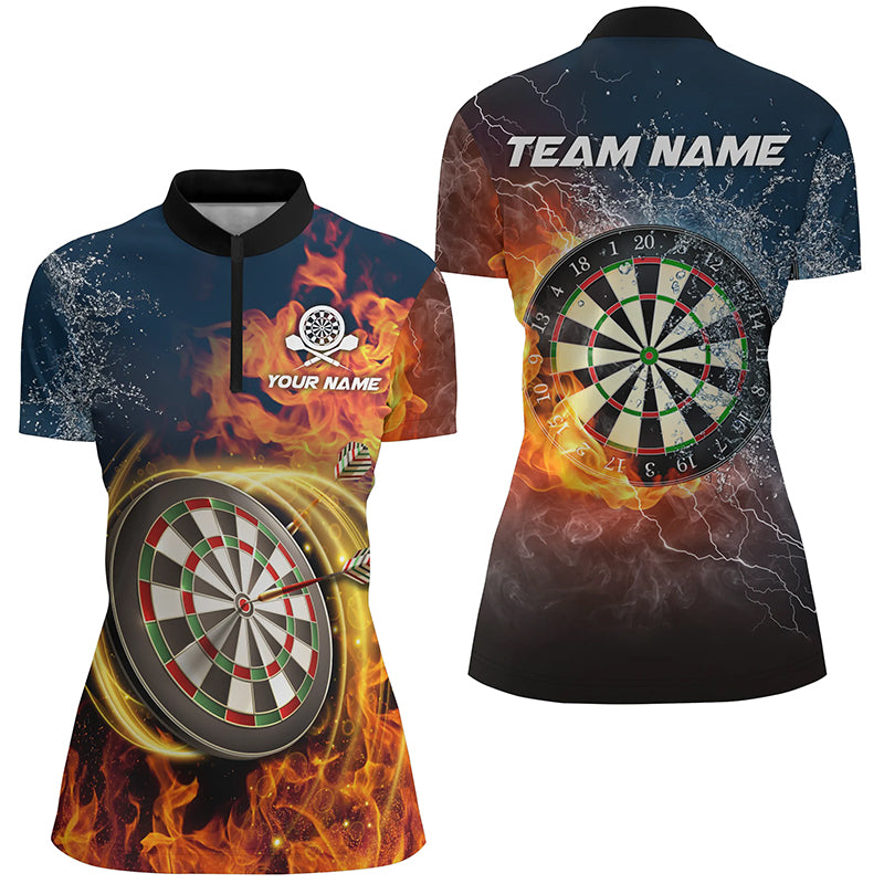 Water & Fire Darts Quarter Zip Shirt Personalized Lightning Thunder Dart Jersey For Women LDT0303