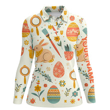 Load image into Gallery viewer, Colorful Easter Eggs & Bunnies Womens Golf Polo Shirt Custom Easter Funny Golf Tops For Women LDT1333