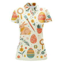 Load image into Gallery viewer, Colorful Easter Eggs & Bunnies Womens Golf Polo Shirt Custom Easter Funny Golf Tops For Women LDT1333