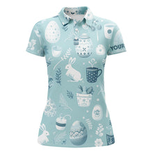 Load image into Gallery viewer, Blue Funny Easter Eggs & Bunnies Womens Golf Polo Shirt Custom Easter Day Golf Tops For Women LDT1334