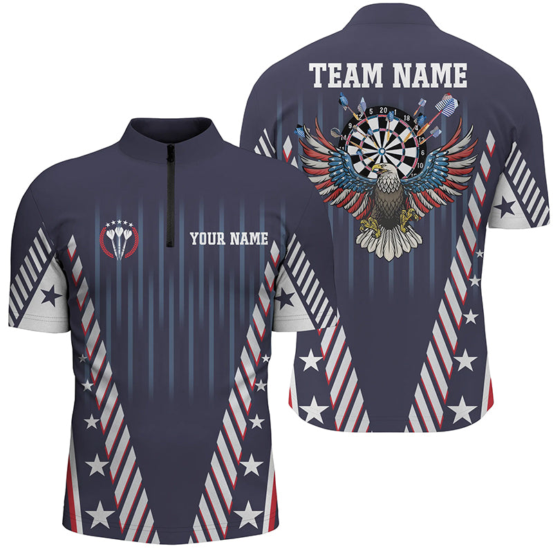 Personalized Patriot Us Flag Darts Quarter-Zip Shirt Navy Eagle Custom Darts Shirt For Men LDT0730