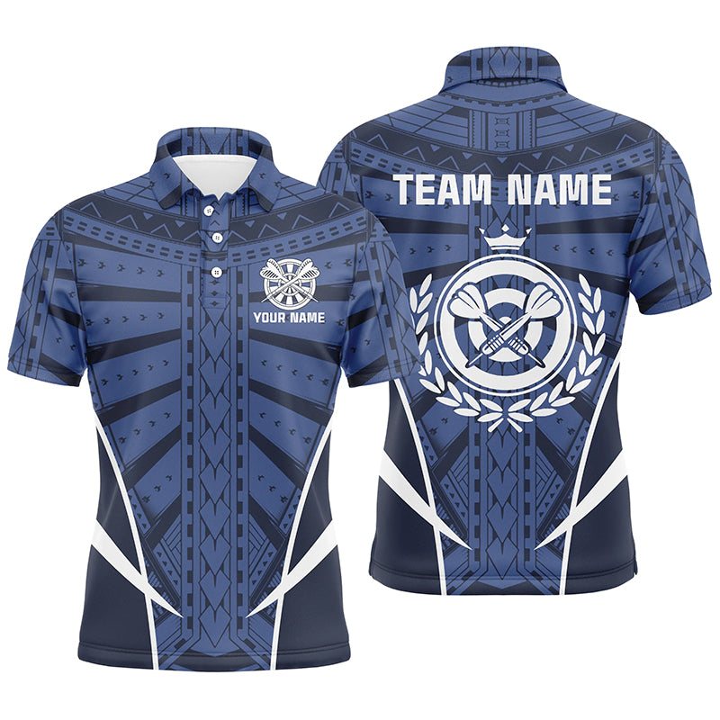 Blue Tribal Personalized Darts Men Polo Shirt Custom Men Dart Shirts Cool Dart Jerseys LDT0818