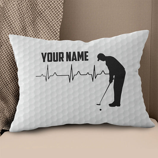 Golf Heartbeat Golf Ball Pattern Custom Pillow Personalized Golf Gifts LDT1085