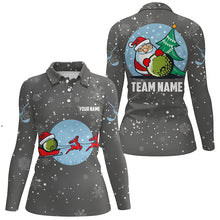 Load image into Gallery viewer, Grey Christmas Golf Polo Shirt With Reindeer & Santa Custom Golf Tops For Women Golfing Gifts LDT0580
