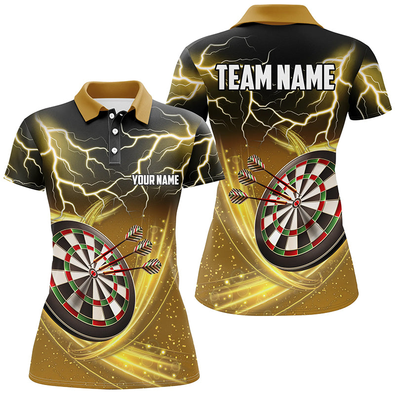 Personalized Thunder Lightning Yellow Darts Polo Shirt Custom Dart Jersey For Women LDT0687