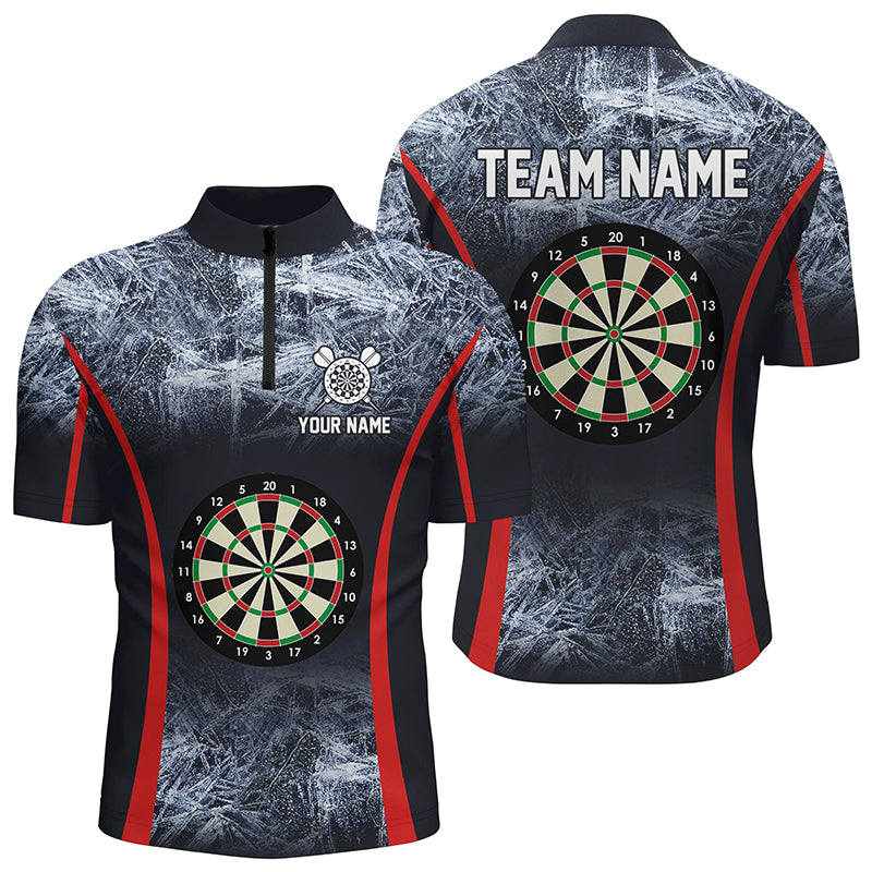 Icy Navy Blue Men Darts Quarter Zip Shirt Customized Darts Shirt For Men Darts Team Jersey LDT1358