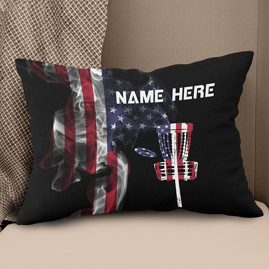 Smoky American Flag Patriotic Disc Golf Pillow Customized Disc Golf Gift LDT1180