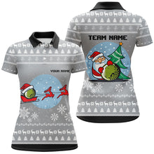 Load image into Gallery viewer, Grey Christmas Golf Polo Shirt With Reindeer & Santa Custom Golf Tops For Women Golfing Gifts LDT0582